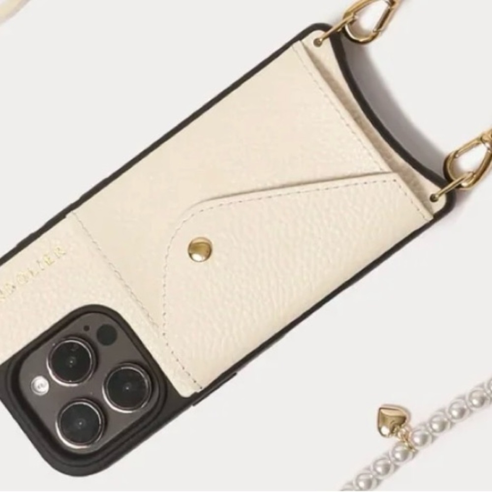 Bandolier IPhone 13 Cream and Black Phone Case with Chain